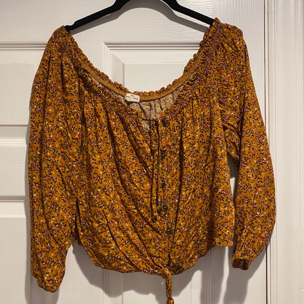 Off The Shoulder Long Sleeve Floral Top